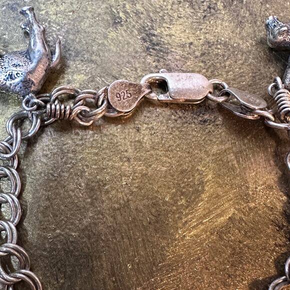 Vtg Sterling Silver Camel Palm Tree Charm Bracelet – Made in Italy, Stamped 925 - Picture 4 of 10